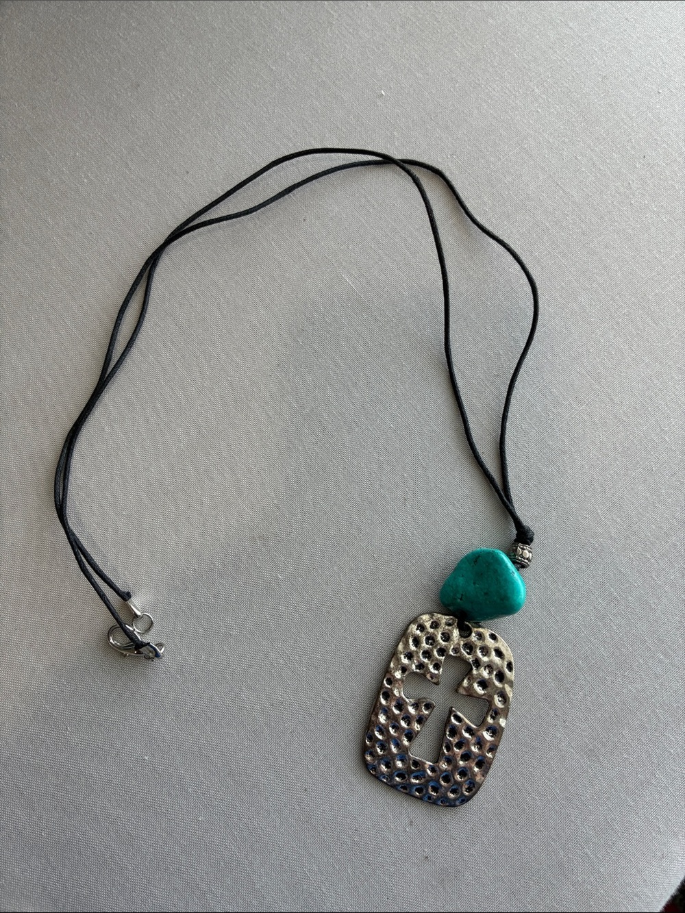 Turquoise Stone and Silver Cross Pendant Necklace - Women Jewelry